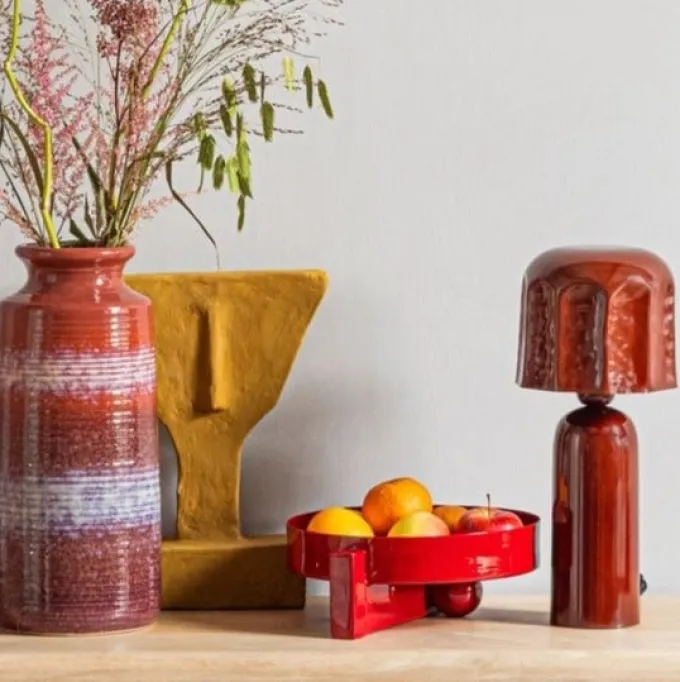 Woood Lumira Tafellamp Metaal Hoogglans Bruinrood