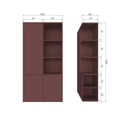 Woood MEREL opbergkast grenen bordeaux [fsc]