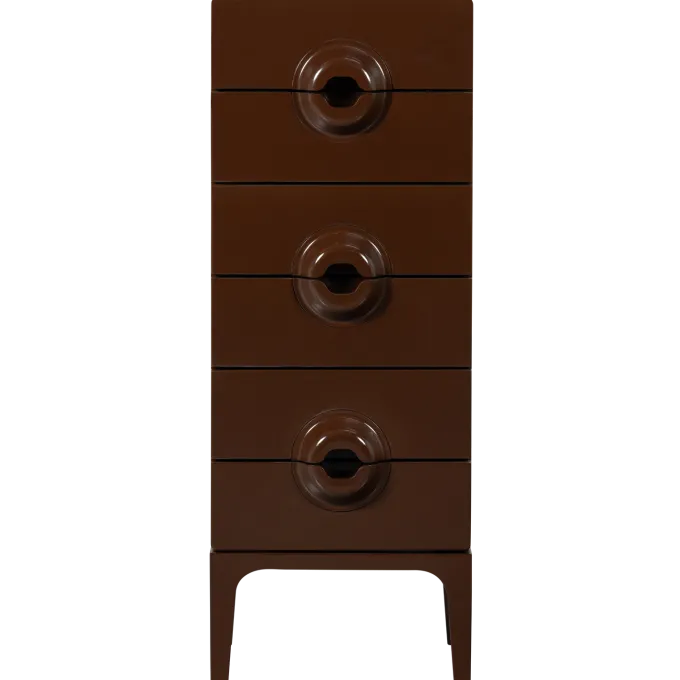 Woood MERGE ladekast 6 lades hout bruin/rood