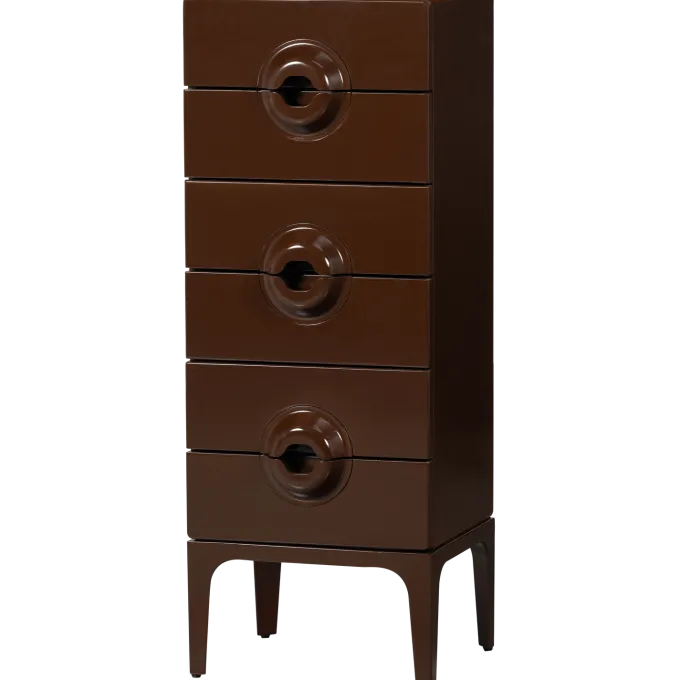 Woood MERGE ladekast 6 lades hout bruin/rood