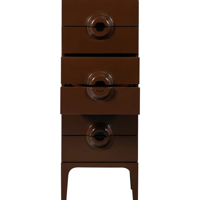 Woood MERGE ladekast 6 lades hout bruin/rood