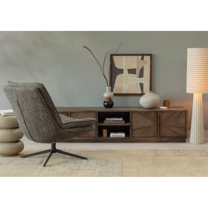 Woood Milaro draaifauteuil bruin melange