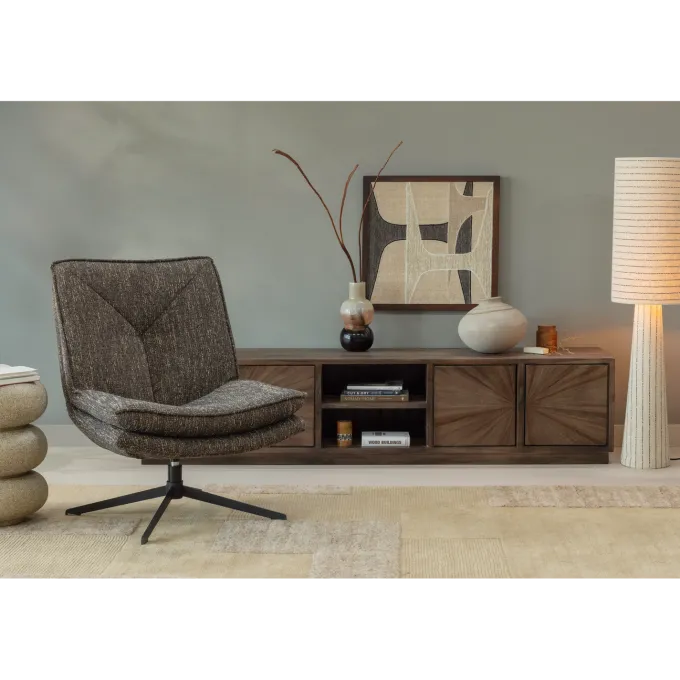 Woood Milaro draaifauteuil bruin melange