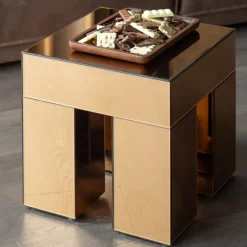 Woood Mirrox Bijzettafel Hout Spiegelglas Bruin [fsc]