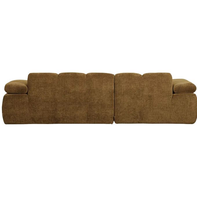 Woood Mojo Chaise Longue Bank Links Geweven Ribstof Honinggeel