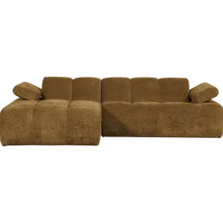 Woood Mojo Chaise Longue Bank Links Geweven Ribstof Honinggeel
