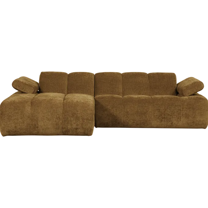 Woood Mojo Chaise Longue Bank Links Geweven Ribstof Honinggeel