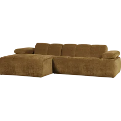 Woood Mojo Chaise Longue Bank Links Geweven Ribstof Honinggeel