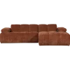 Woood Mojo Chaise Longue Bank Rechts Geweven Ribstof Roestbruin