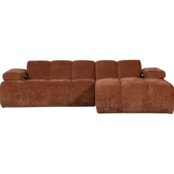 Woood Mojo Chaise Longue Bank Rechts Geweven Ribstof Roestbruin