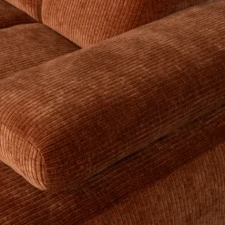 Woood Mojo Chaise Longue Bank Rechts Geweven Ribstof Roestbruin