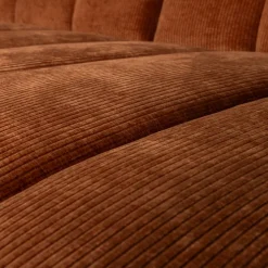 Woood Mojo Chaise Longue Bank Rechts Geweven Ribstof Roestbruin