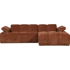 Woood Mojo Chaise Longue Bank Rechts Geweven Ribstof Roestbruin