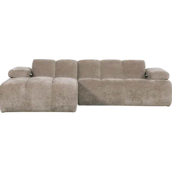 Woood Mojo Chaise Longue Bank Links Geweven Ribstof Donkerzand