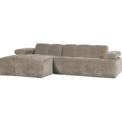 Woood Mojo Chaise Longue Bank Links Geweven Ribstof Donkerzand