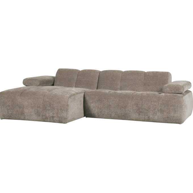 Woood Mojo Chaise Longue Bank Links Geweven Ribstof Donkerzand