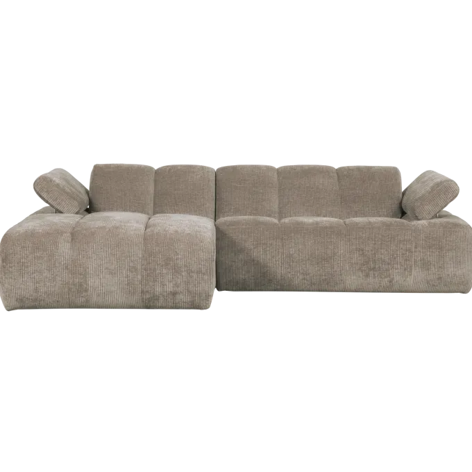 Woood Mojo Chaise Longue Bank Links Geweven Ribstof Donkerzand