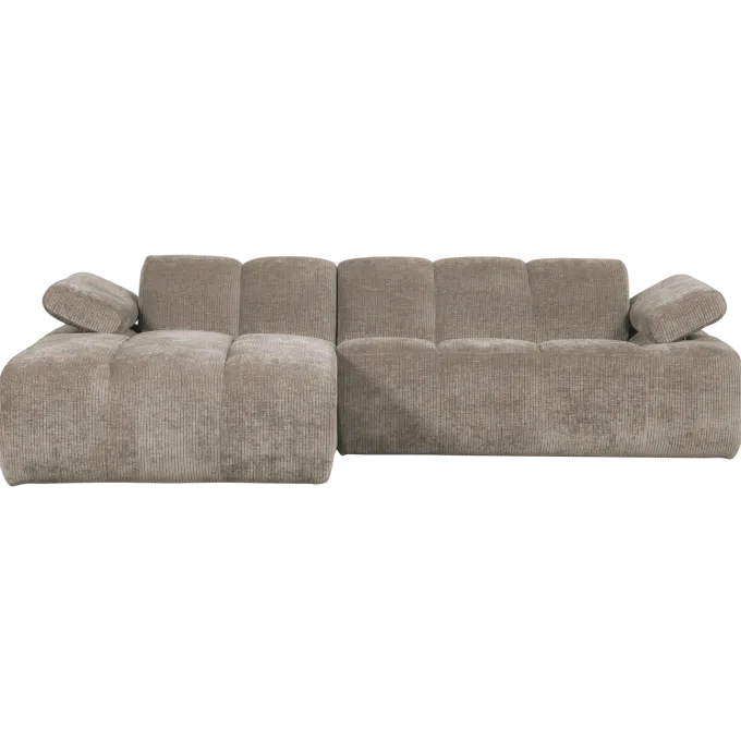 Woood Mojo Chaise Longue Bank Links Geweven Ribstof Donkerzand