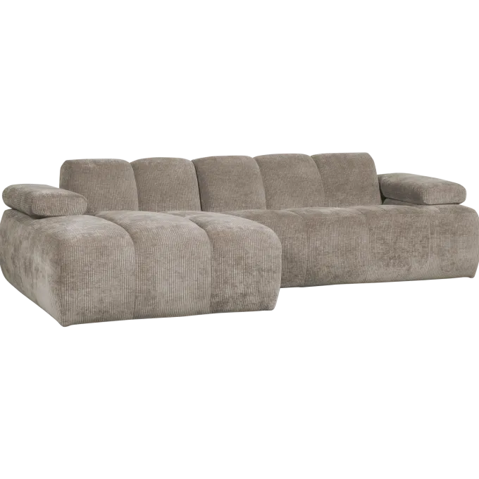 Woood Mojo Chaise Longue Bank Links Geweven Ribstof Donkerzand