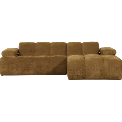 Woood Mojo Chaise Longue Bank Rechts Geweven Ribstof Honinggeel