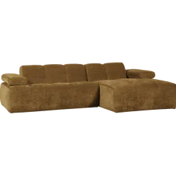 Woood Mojo Chaise Longue Bank Rechts Geweven Ribstof Honinggeel