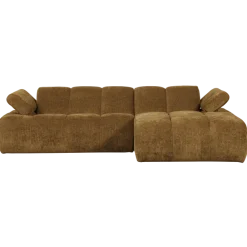 Woood Mojo Chaise Longue Bank Rechts Geweven Ribstof Honinggeel