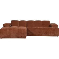 Woood Mojo Chaise Longue Bank Links Geweven Ribstof Roestbruin