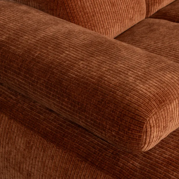 Woood Mojo Chaise Longue Bank Links Geweven Ribstof Roestbruin