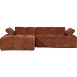 Woood Mojo Chaise Longue Bank Links Geweven Ribstof Roestbruin