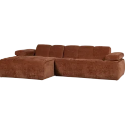 Woood Mojo Chaise Longue Bank Links Geweven Ribstof Roestbruin