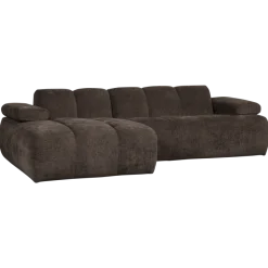 Woood Mojo Chaise Longue Bank Links Geweven Ribstof Bruin