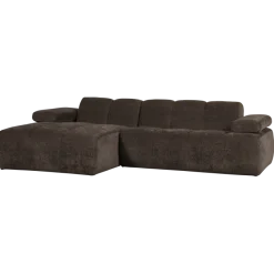 Woood Mojo Chaise Longue Bank Links Geweven Ribstof Bruin
