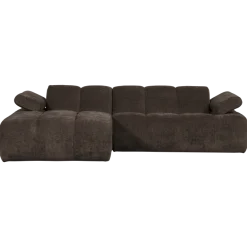 Woood Mojo Chaise Longue Bank Links Geweven Ribstof Bruin