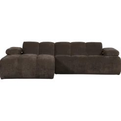 Woood Mojo Chaise Longue Bank Links Geweven Ribstof Bruin