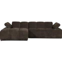 Woood Mojo Chaise Longue Bank Links Geweven Ribstof Bruin