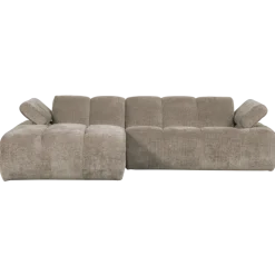 Woood Mojo chaise longue bank links ribstof donkerzand