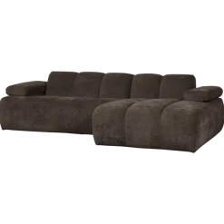 Woood Mojo chaise longue bank rechts ribstof bruin