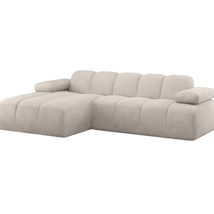 Woood Mojo Chaise Longue Bank Links Ribstof Ecru
