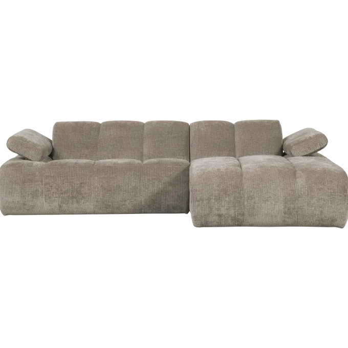 Woood Mojo chaise longue bank rechts ribstof donkerzand