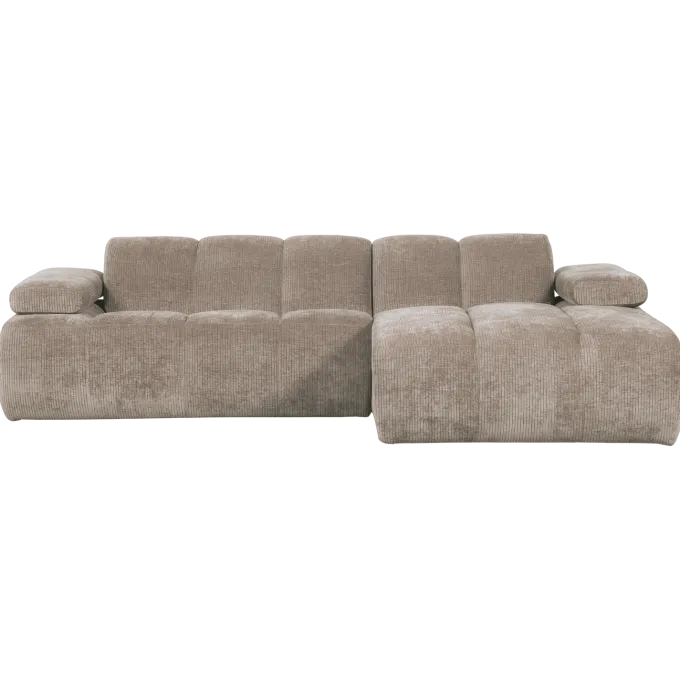 Woood Mojo chaise longue bank rechts ribstof donkerzand