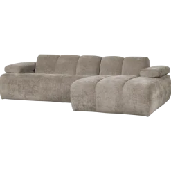Woood Mojo chaise longue bank rechts ribstof donkerzand