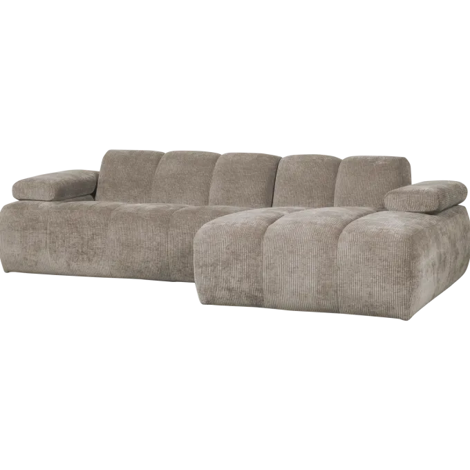 Woood Mojo chaise longue bank rechts ribstof donkerzand