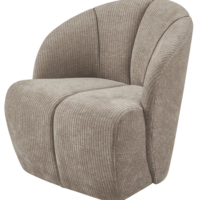 Woood MOJO draaifauteuil geweven ribstof donker zand