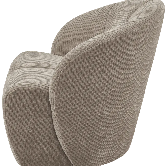 Woood MOJO draaifauteuil geweven ribstof donker zand