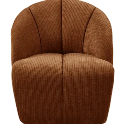 Woood MOJO draaifauteuil geweven ribstof roestbruin