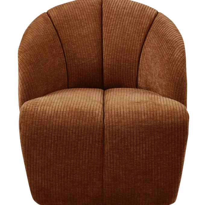 Woood MOJO draaifauteuil geweven ribstof roestbruin