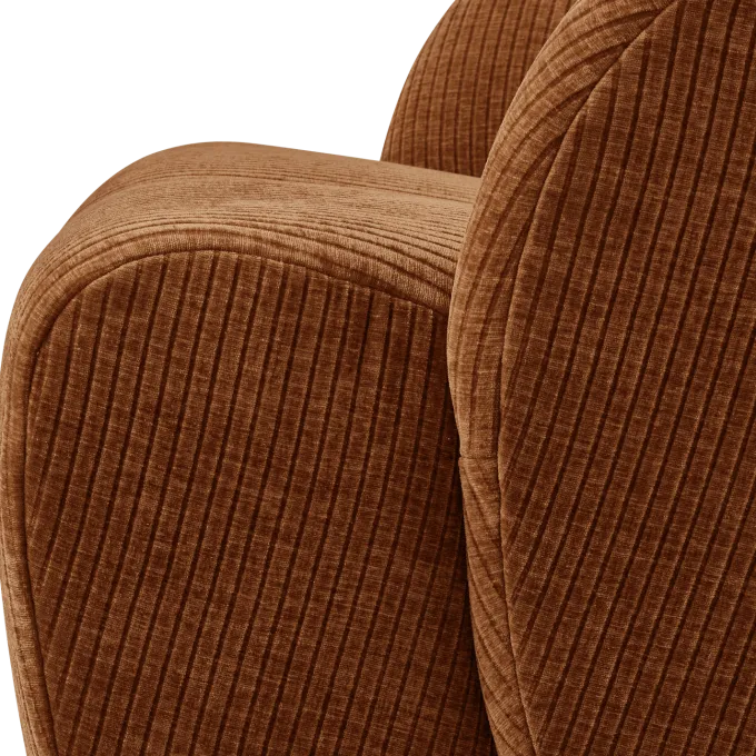 Woood MOJO draaifauteuil geweven ribstof roestbruin