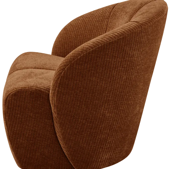 Woood MOJO draaifauteuil geweven ribstof roestbruin