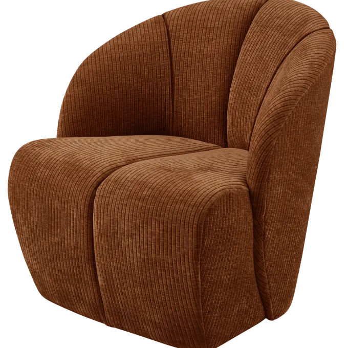 Woood MOJO draaifauteuil geweven ribstof roestbruin