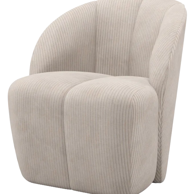 Woood Mojo Draaifauteuil Ribstof Ecru